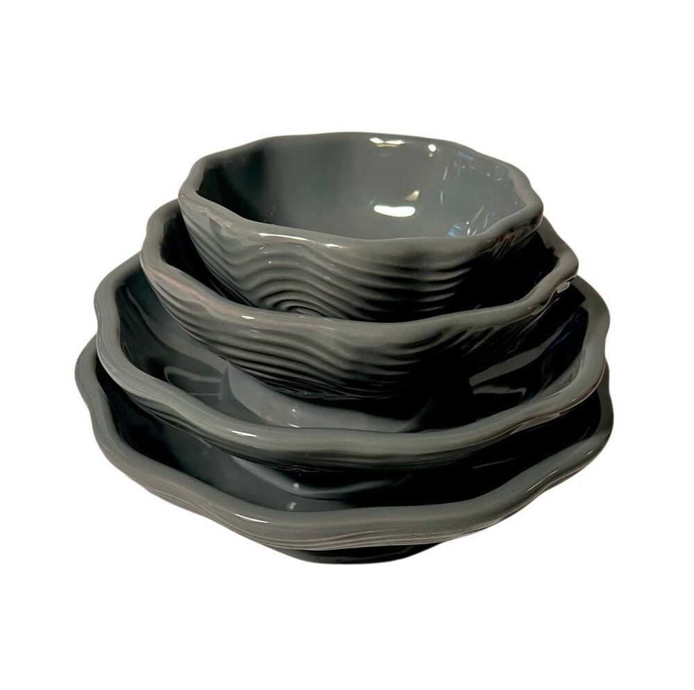 Temp-tations Gray Woodland Nesting Pedestal  Bowl Set of 4